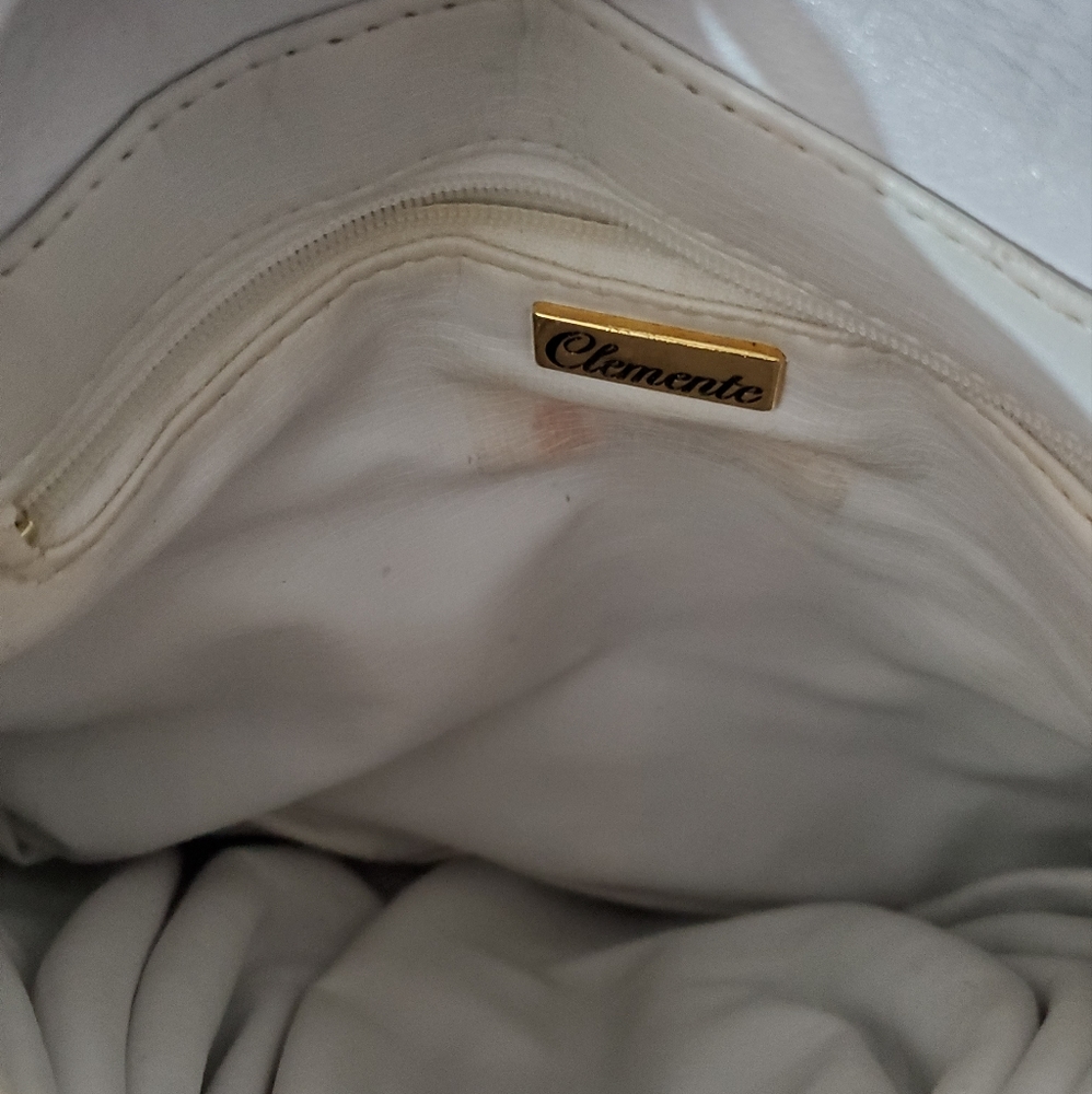 Vintage 50's Clemente leather white purse ruffle bow shoulder bag EXCELLENT COND - Picture 6 of 10